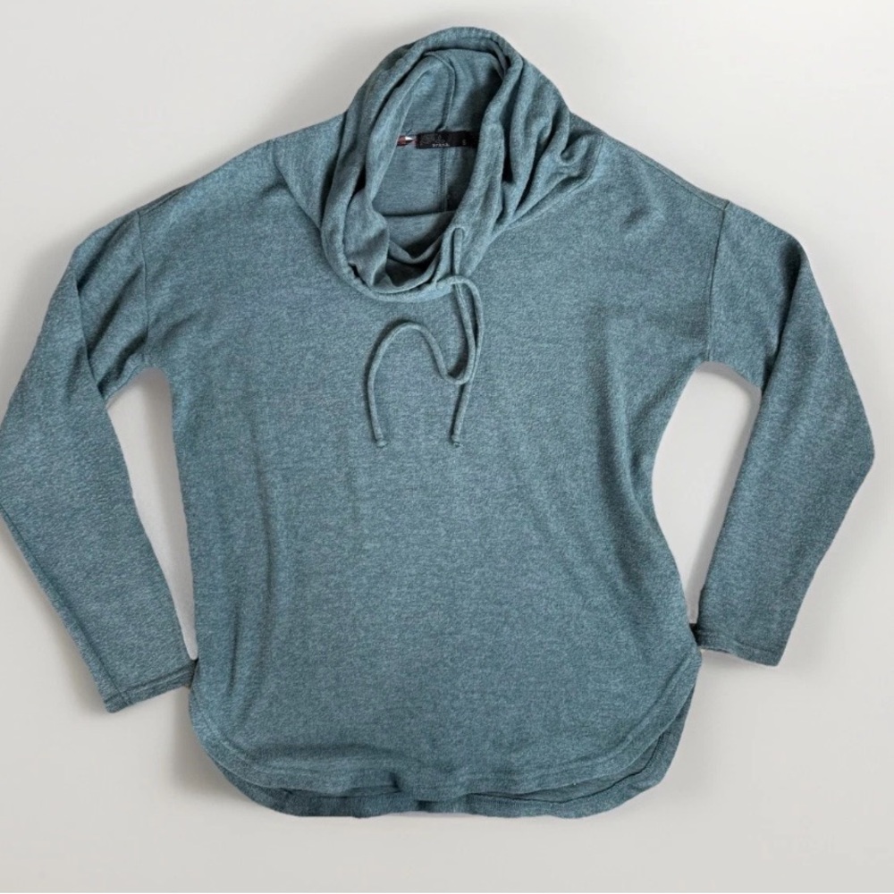 Prana Women's Mistic Well Tunic Top Pullover Tencel/Modal Small Mirage Blue Cowl - Picture 9 of 11